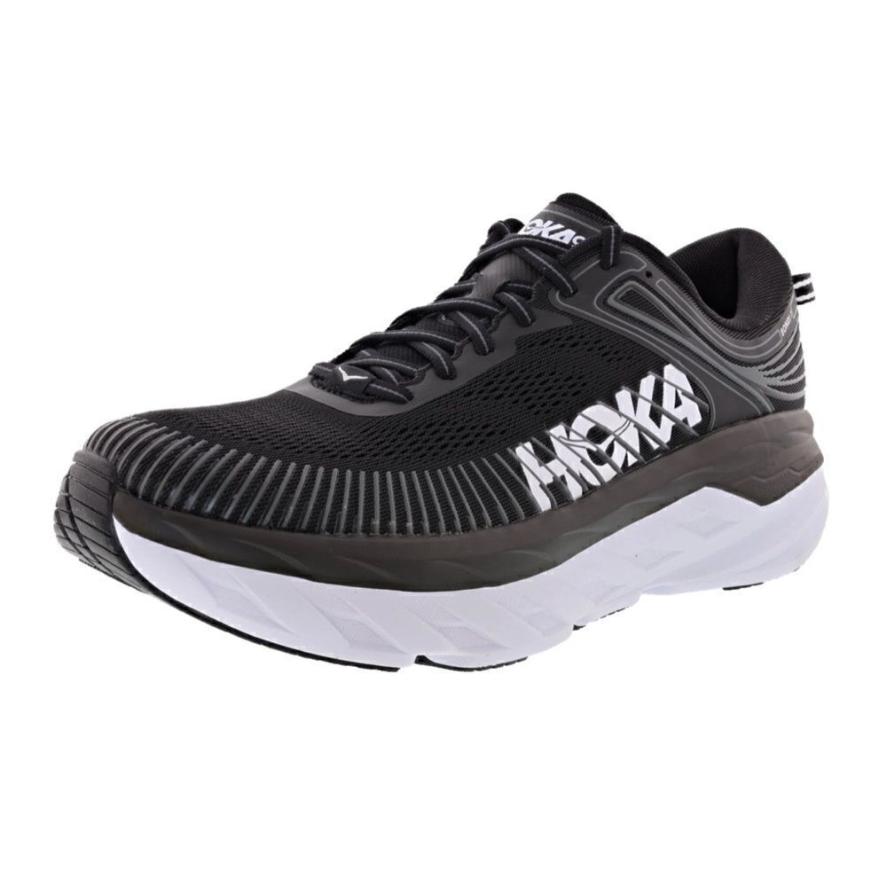 Hoka One One Bondi 7 Mens Running Shoes - Black/White 13.5